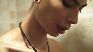 Jerking off my big cut latino cock in the shower until I shoot a thick cum load - Magic C