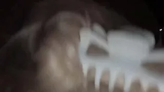 Her ass is out in public. She has her skirt pulled up over her ass while she suck my cock.