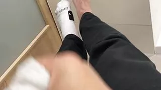 boy is shooting his load on nike elite socks