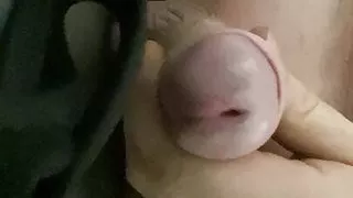 Sissy Camilla riding dildo in public toilet