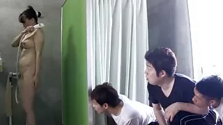 Wet, dirty, and erotic body of an old lady female teacher