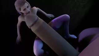 A blonde girl is trying her best to satisfy a Giant's Dick : 3D Porn