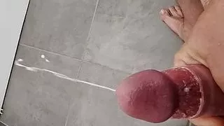 Cumshot in bathroom