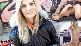 GERMAN SCOUT - Skinny Candee Licious with blue eyes casting fuck