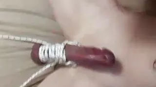 Spanking cock balls roped