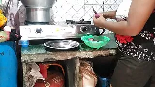 Indian step father-in-law fucks daughter-in-law while cooking part 2
