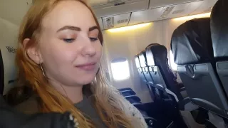 Pretty Face In Public Airplane Handjob And Blowjob