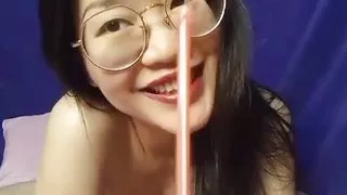 Super sexy Asian girl show pussy and drink some juice 1