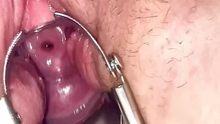First time cervix play pee hole teasing with speculum