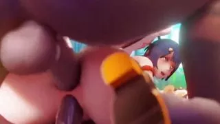 By HentaiSpark ( The girl masturbates two cocks with her hands and is penetrated with a double cock)By HentaiSpark