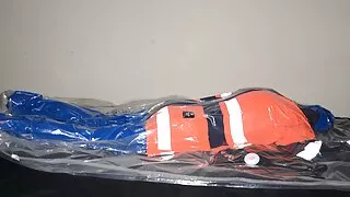 Feb 23 2023 - VacPacked in slvrbrboy1s blue PVC coveralls and my hiviz PVC raincoat