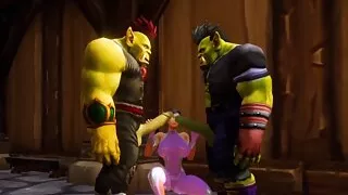 Elf has a Threesome with Two Orcs : Warcraft Porn Parody