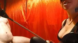 Vends-ta-culotte - Cock crushing and whipping by sexy dominatrix with stilettos
