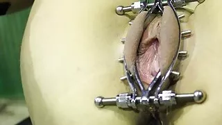 He puts a labia clamp in my pussy and plays with it. I's winter, I'm suffering the cold ( BdsmNaughtyGirl )