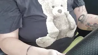 Driving with My huge tits out