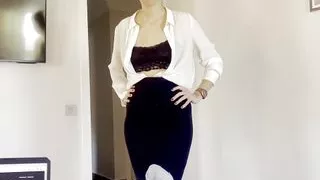 Horny brunnete Step Mom seduce Step Son and help him to cum quick while Dad is not home