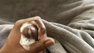 Double cum from a creamy cock