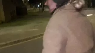 Street girl pushing items up Her pussy while onthe run!