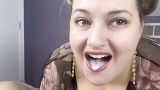 BBW Wife Blowjob Cum Swallow Deepthroat