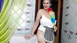 The Hot Housewife Lukeri meets the day in the kitchen with erotic cleaning and a cheerful flirting