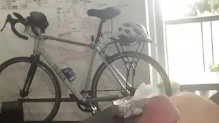 Young dude jerking big cock at home tall guy