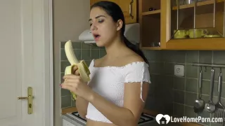 Wondrous Lady Swallows A Dildo Before Pleasing Herself