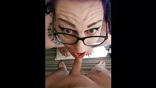 BBW Slut sucks cock on her knees