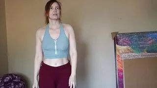 Hot milf doing Yoga in sexy red yoga pants