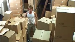 A busty German brunette gets her asshole banged in the warehouse