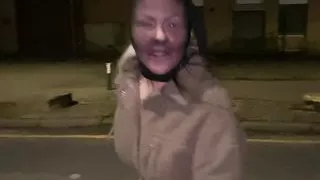 Street girl pushing items up Her pussy while on the run!