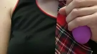 Naughty school girl sucks a dildo!!!