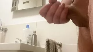 Bathroom cumshot