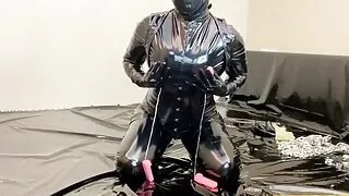 Fejira com Masturbation orgasm for yourself in a shiny leather jacket