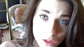 Hot Brunette fingering her pussy hard and closeup