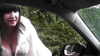 Shaved brunette bbw is picked up and fucked