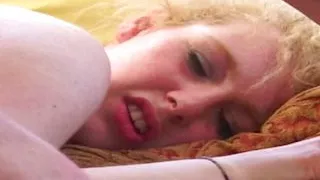 Playful dirty slut finger licking cum from her creampie