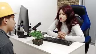 Petite brunette is fucked by her worker's big cock -CUM IN ASS - Porn in Spanish