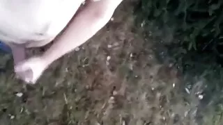 Uncut cock flashing and cumming outdoor