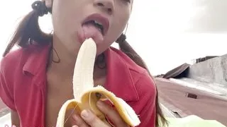 No Big White Guy Dick, Teen Deepthroat Banana Blowjob
