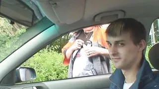 Two buddy pick up and share blonde old lady