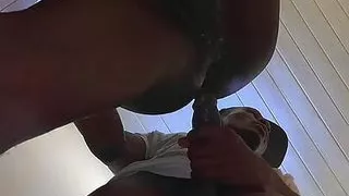 Gays fuck and cum behind the door sex