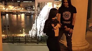 Busty stepsister handjob and facial outdoors in public - DOLLSCULT