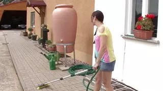 Horny nasty daughter gets fucked hard from behind by   dad and blows his cock until she squirts grandiose