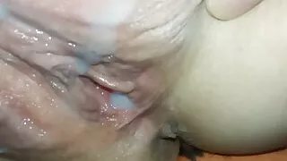 Creampie sis bald pussy fuck and cum inside again