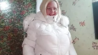 Winter coat fetish show, hump and squirt