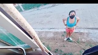 Public sex near the road in abandoned house