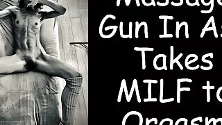 Super Sexy Skinny MILF Takes Massage Gun Dildo Deep In Her Ass