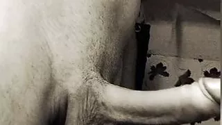 HUGE white cock bouncing