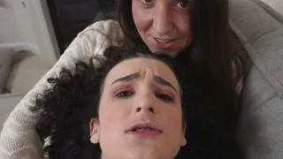 Gagging amateur hairypussy slut POV pussydrilled by neighbor