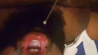 Swallowing thick cum